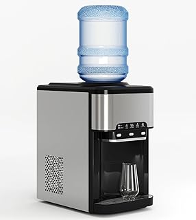 TABU 3 in 1 Countertop Water Dispenser with Ice Maker, 44LBS/24H Top-Loading Water Cooler with Ice Maker & 4Lbs Storage Basket, 3 Temperature Settings of Hot, Cold, Room Water, for 3-5 Gallon Bottle
