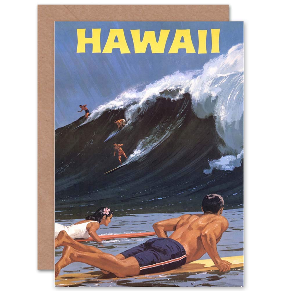 Wee Blue Coo TRAVEL TOURISM HAWAII USA SURF OCEAN WAVE NEW BLANK GREETINGS CARD