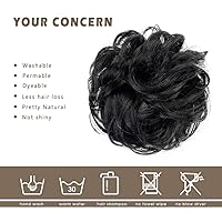 Vista 6 de Barsdar - Moño de cabello 100 % humano, Moño desordenado, Extensiones de cola de caballo, Moño de cabello rizado, Pieza de cabello