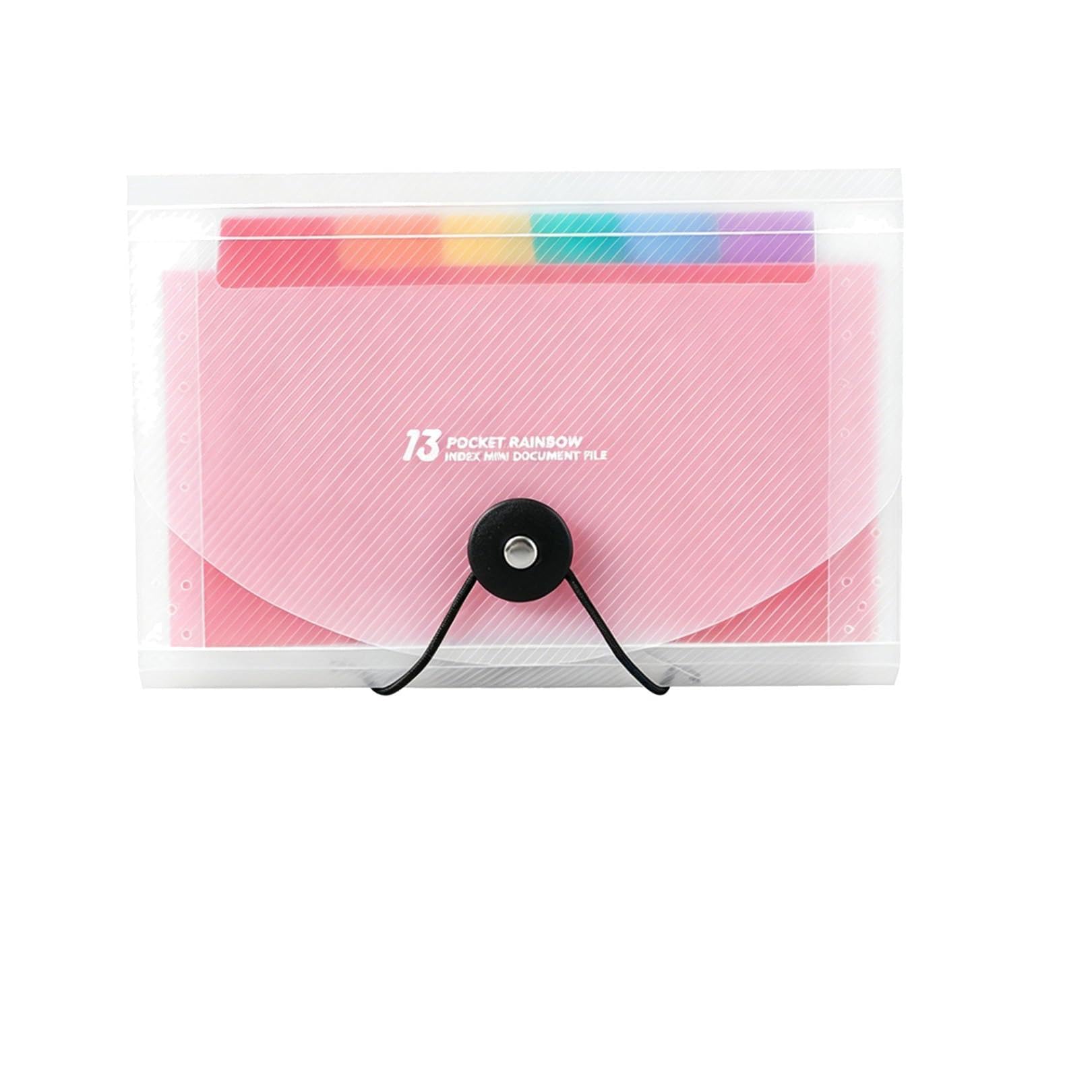QiaoLiangYao A6 Flashcard Organiser with Box, 13 Pockets Expanding File Folder for Revision Cards, Rainbow Mini Accordion File Organiser, Portable Receipt Holder with Labels for Home Office School