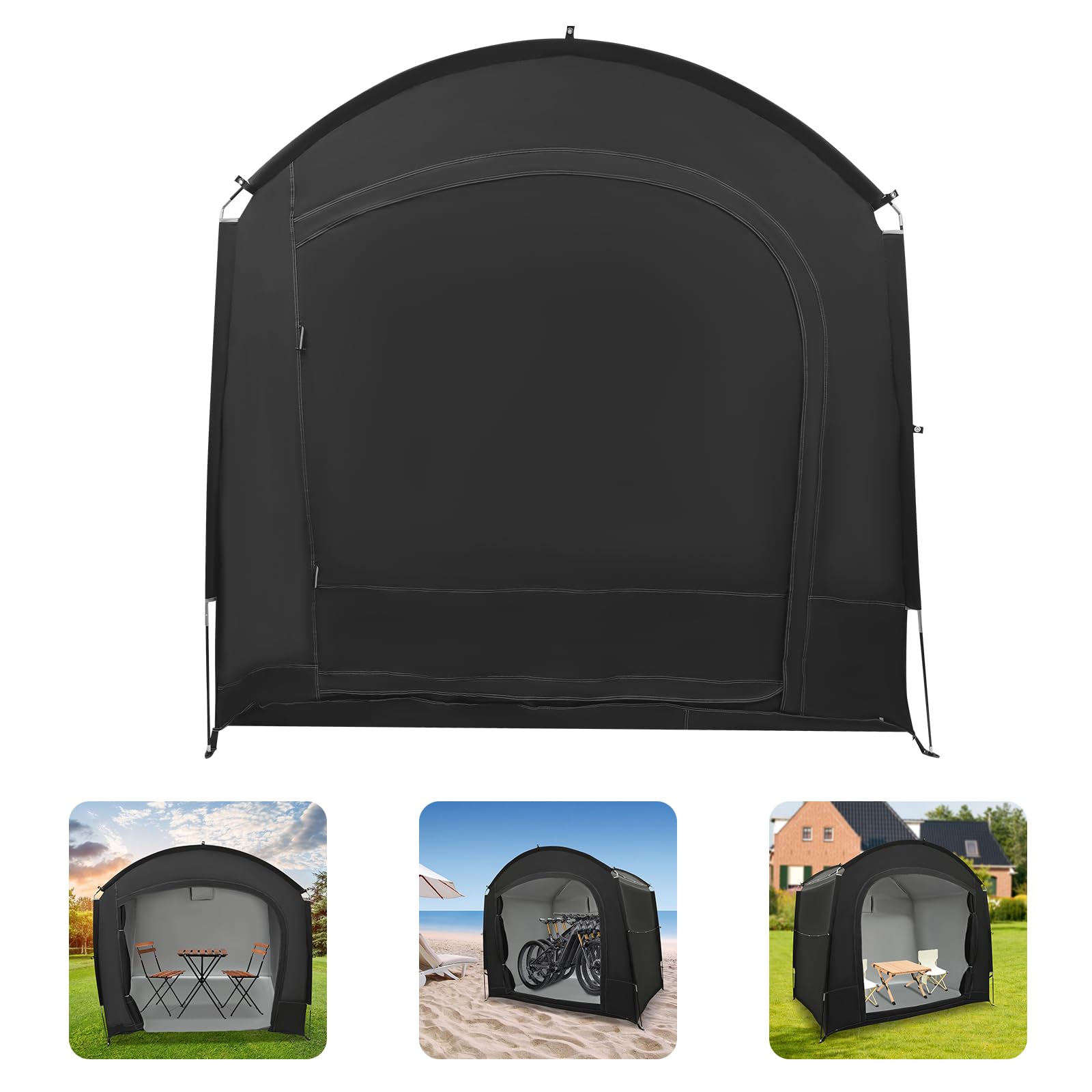Tenda da viaggio per bicicletta, per esterni, può essere utilizzata per riporre biciclette, moto, strumenti di riparazione, colore nero, 220 x 150 x 185 cm