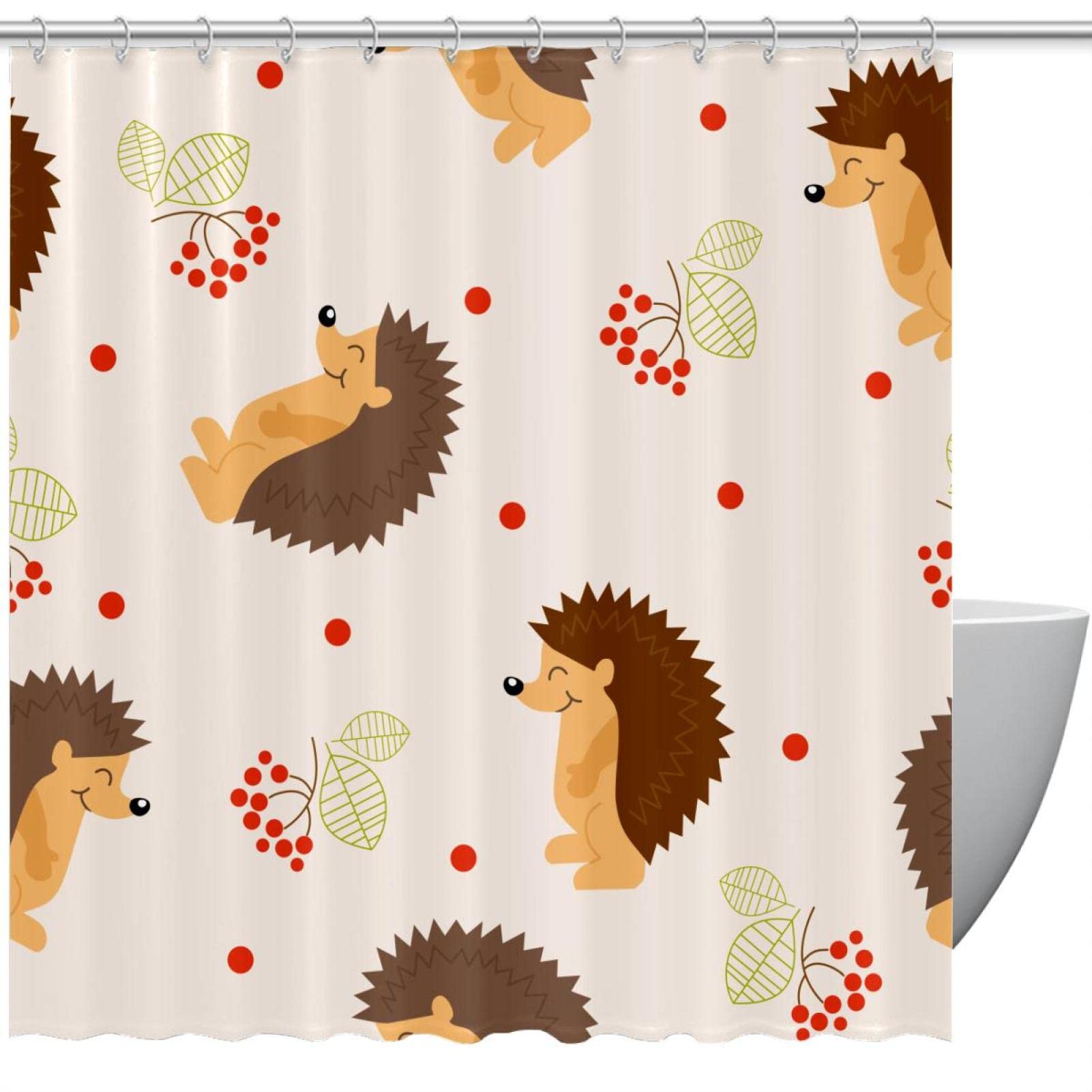Rideau de douche imperméable 168x183cm grand format motif forêt avec crochets