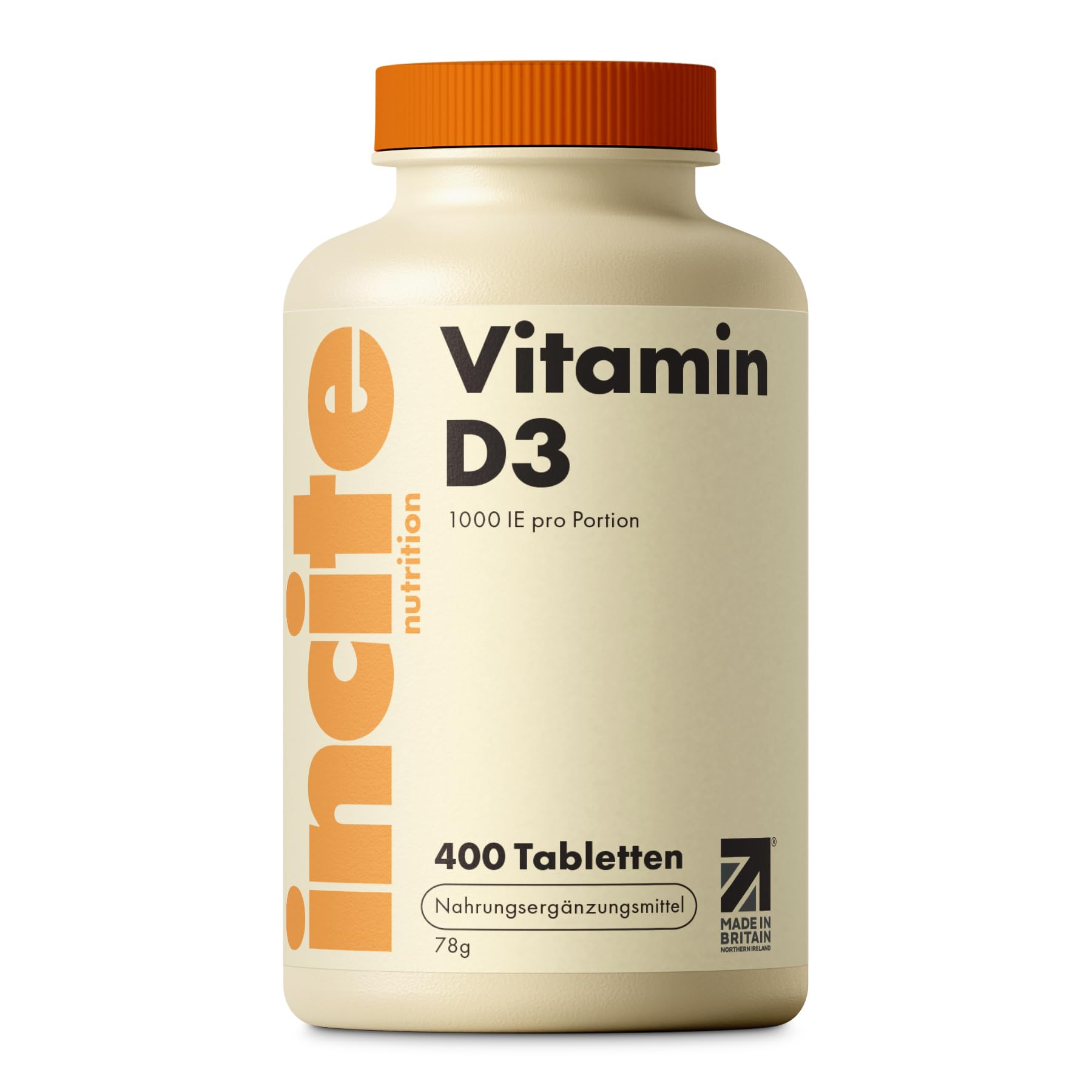 Incite Nutrition Vitamin D 1000iu – 400 Premium Vitamin D3 Leicht zu schluckende Mikrotabletten – Einmal täglich hochkonzentriertes Cholecalciferol VIT D3 – Vegetarisches Nahrungsergänzungsmittel