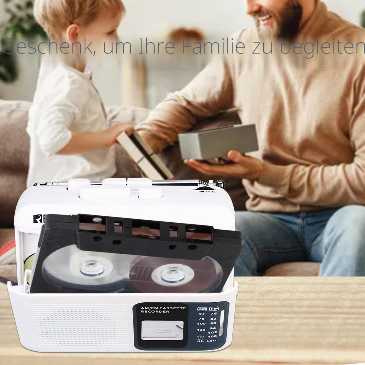 Retekess TR606 Tragbare Kassettenspieler,Tape Recorder,Kleines FM AM Radio,3,5 mm Kopfhöreranschluss,Schneller Vor- und Rücklauf,Alte Kassetten abspielen(Weiß)