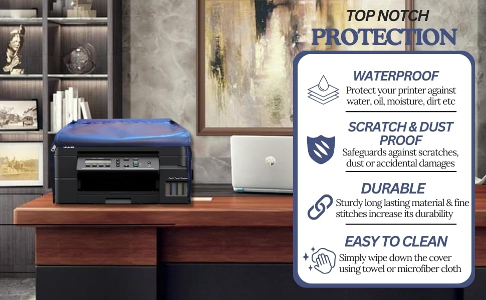 Image of Fabric Protectio Chain Printer Cover For Brother MFC-T920DW /DCP-T820DW Dust Proof / Water Proof Washable (Blue)