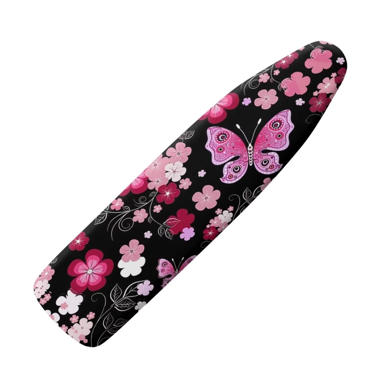 NETILGEN Ironing Board Covers Super Soft Elasticated Iron Board Cover Scorch Resistant Stain Resistant XL for Dimensions 133-140 x 40-45 cm, Pink Butterfly Flower — image 1