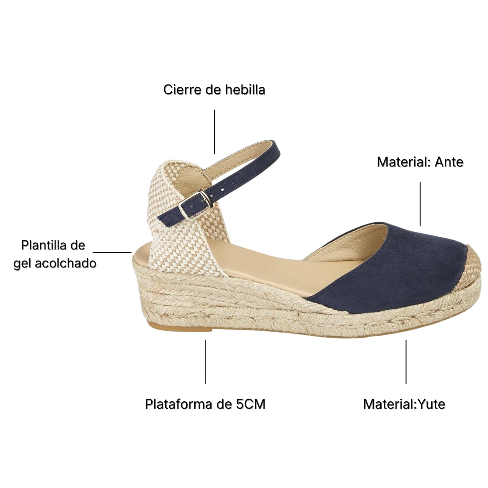 NOESLOMISMO BY DILEMA Alpargatas Cuña Cómoda Mujer Hechas en España - Sandalias Yute Natural