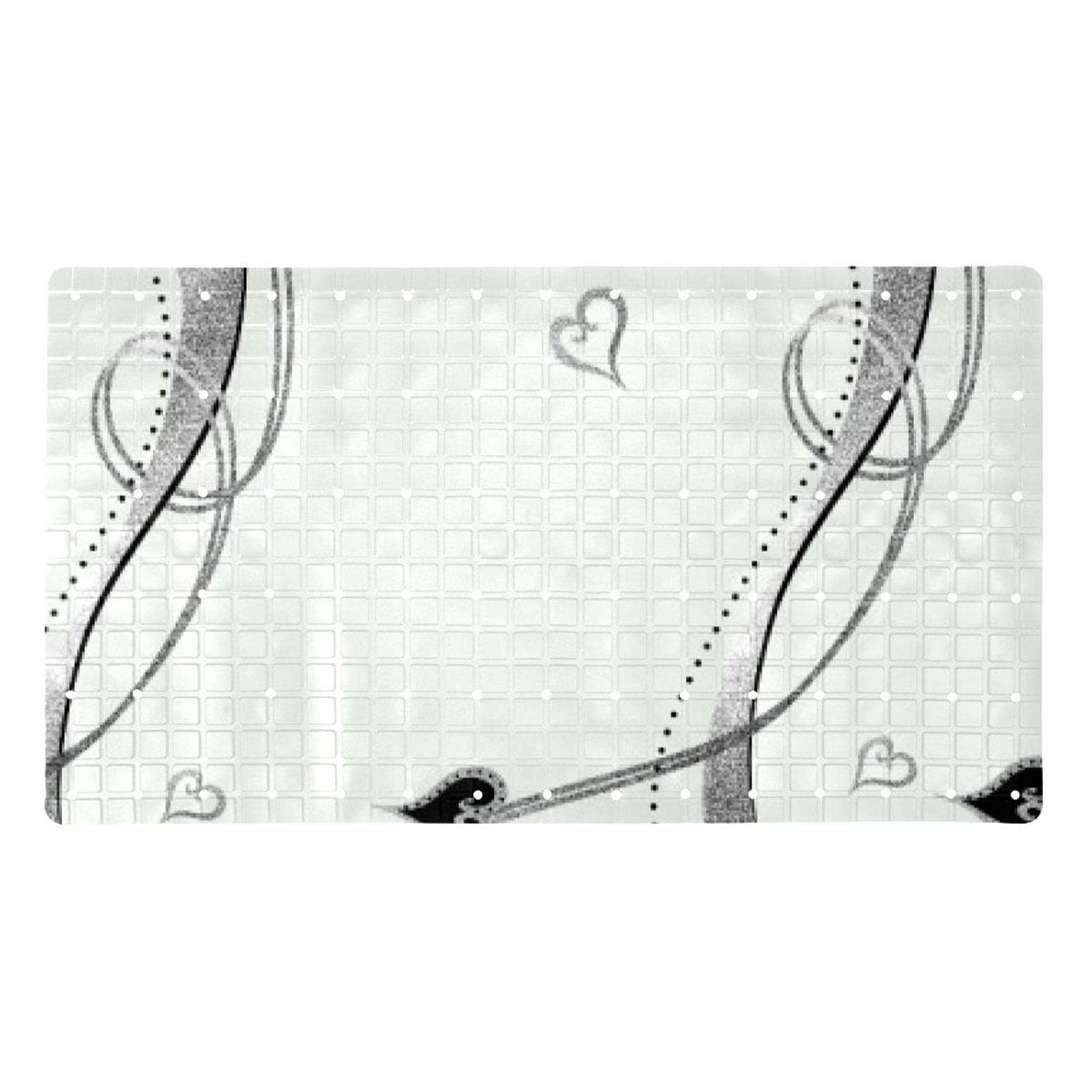 Tapis de bain antidérapant à ventouses avec trous de drainage gris