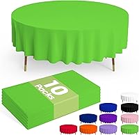Vista 25 de Pureegg - Juego de 10 manteles de plástico desechables redondos de 84 pulgadas, para fiestas, picnics, bodas, manteles decorativos, redondos, Blanco