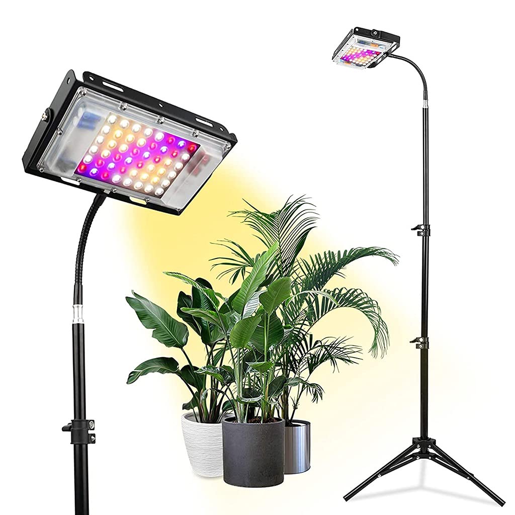 50W LED Coltiva la Luce,Lampada da Pavimento a Spettro Completo con Supporto,Rosso/Blu/Bianco,Timer Automatico 3/6/9/12 Ore,Treppiede Regolabile 18-47 Pollici (Color : 2pcs)