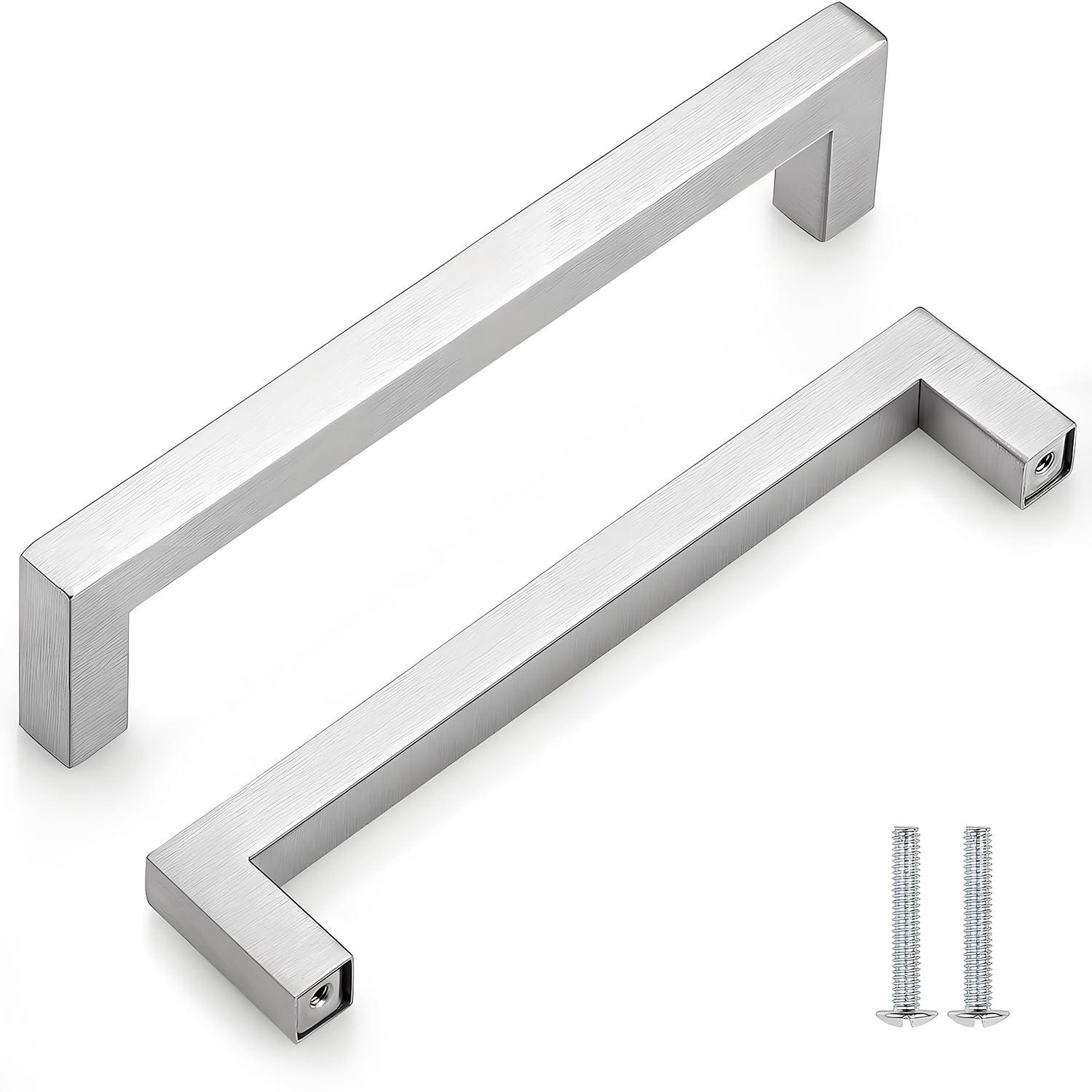 CCHONGCC Kitchen Cupboard Handles Stainless Steel Cabinet Pulls Kitchen Door Handles Brushed Cabinet Handles Wardrobe Drawer Handles (5, Silver, Hole Centre 160mm)