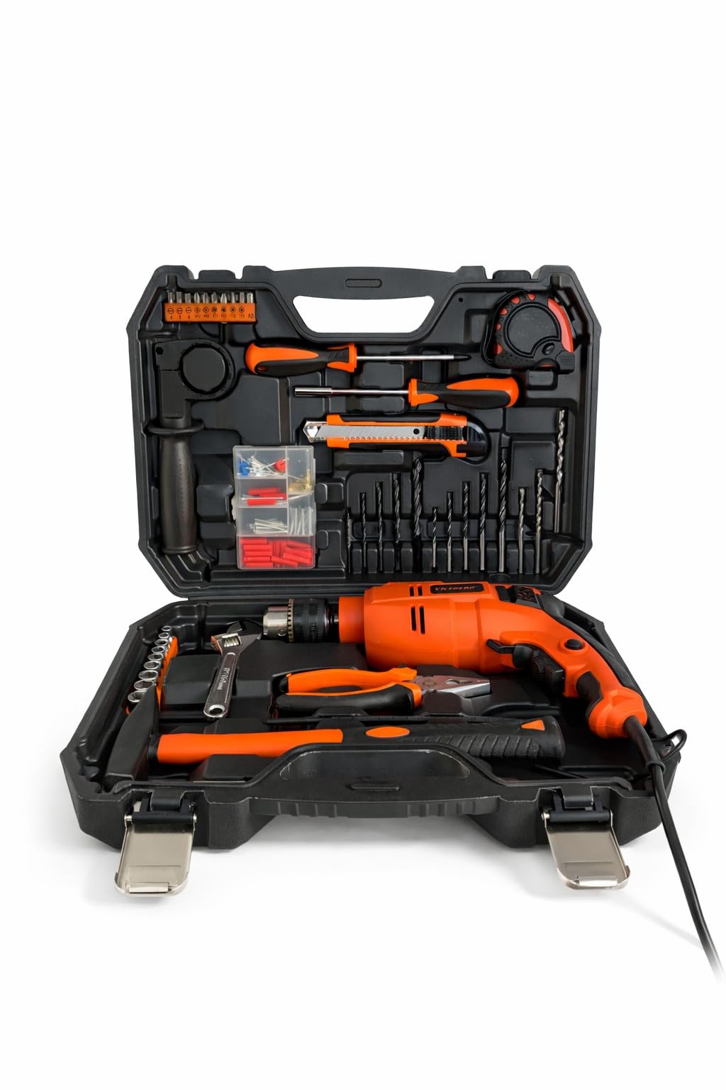 Trapano Avvitatore a Percussione 710W Trapano Elettrico Mandrino 13mm Velocità Variabile 0-3000 RPM per Legno Metallo Muratura con 150 Accessori in Valigetta