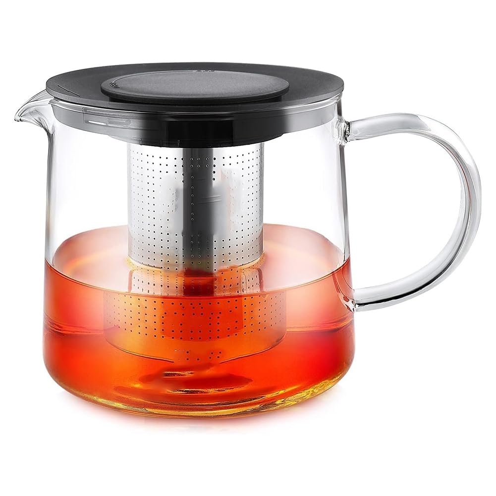 CTRLZS Glass Tea Pot with Infuser-1500ml/50 OZ Safe Tea Kettle for Blooming Tea Loose Premium Tea Maker Coffee Pot 1500ml