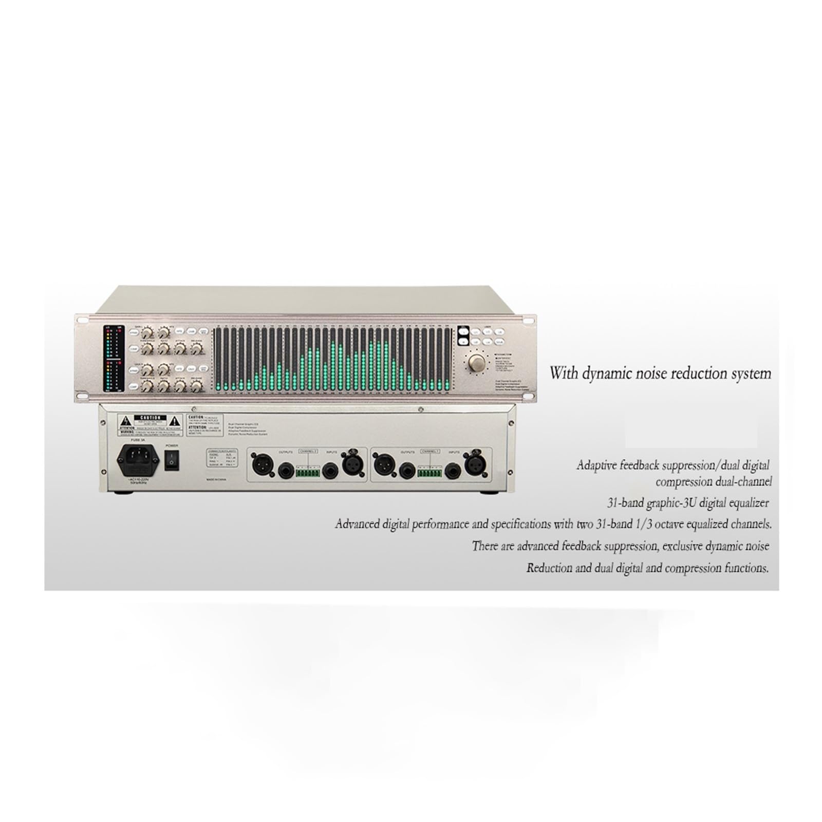 Doppio Processore Audio Crossover Con Equalizzatore Grafico Audio Digitale A 31 Canali 2U For Concerti Sul Palco