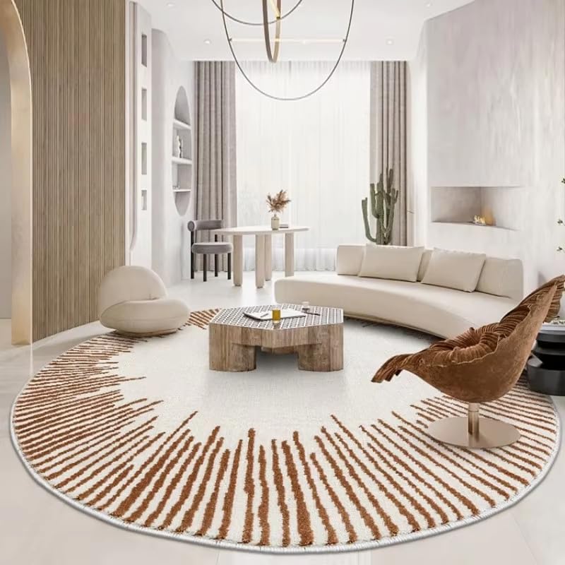 Tapis de salon rond 130 cm minimaliste pour chambre à coucher moderne
