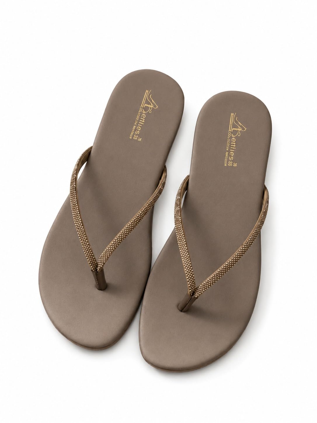 Betties Women's Flip-Flops, Taupe, Cushioned Footbed, Lightweight, Stylish Thong Sandals with Embellished Straps-image-30