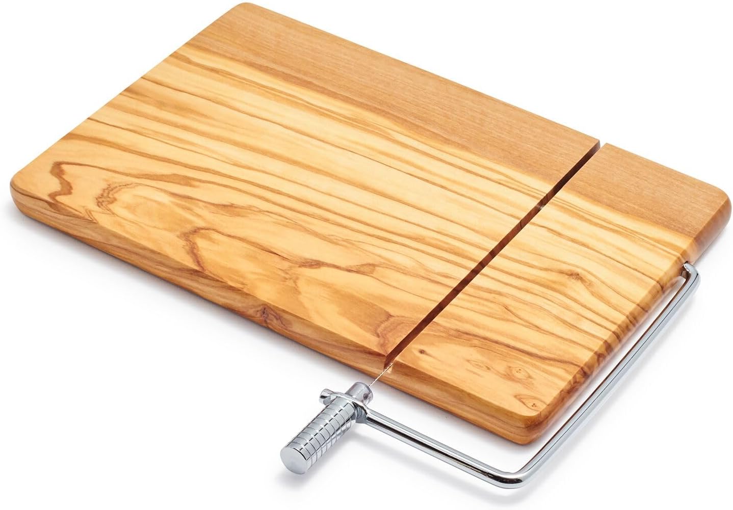 Sur La Table Olivewood Cheese Board with Built-in Slicer, Tan