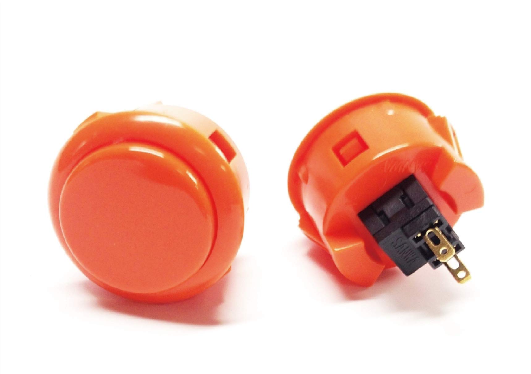 SANWA Lot de 8 boutons poussoirs originaux OBSF-30 - 30 mm - Pour jeux vidéo Arcade Jamma et joystick d'arcade (Orange) S@NWA