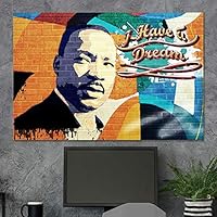 SIGNWIN Framed Canvas Wall Art MLK Martin Luther King, Jr I Have A Dream Graffiti & Street Art Famous People Pop Art Modern Urban Multicolor for Living Room, Bedroom, Office - 12x18 inches