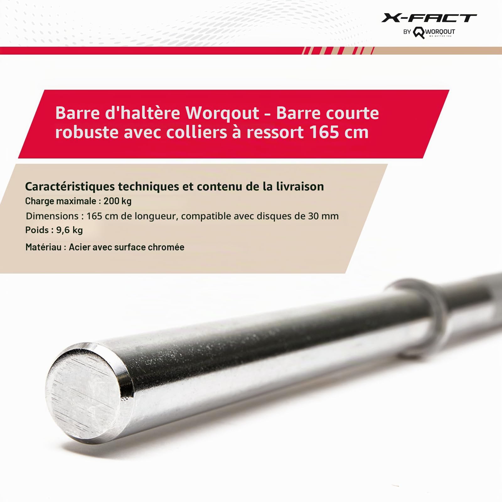 Barres d'haltères longues et curl robustes pour un entraînement efficace de la force et des muscles