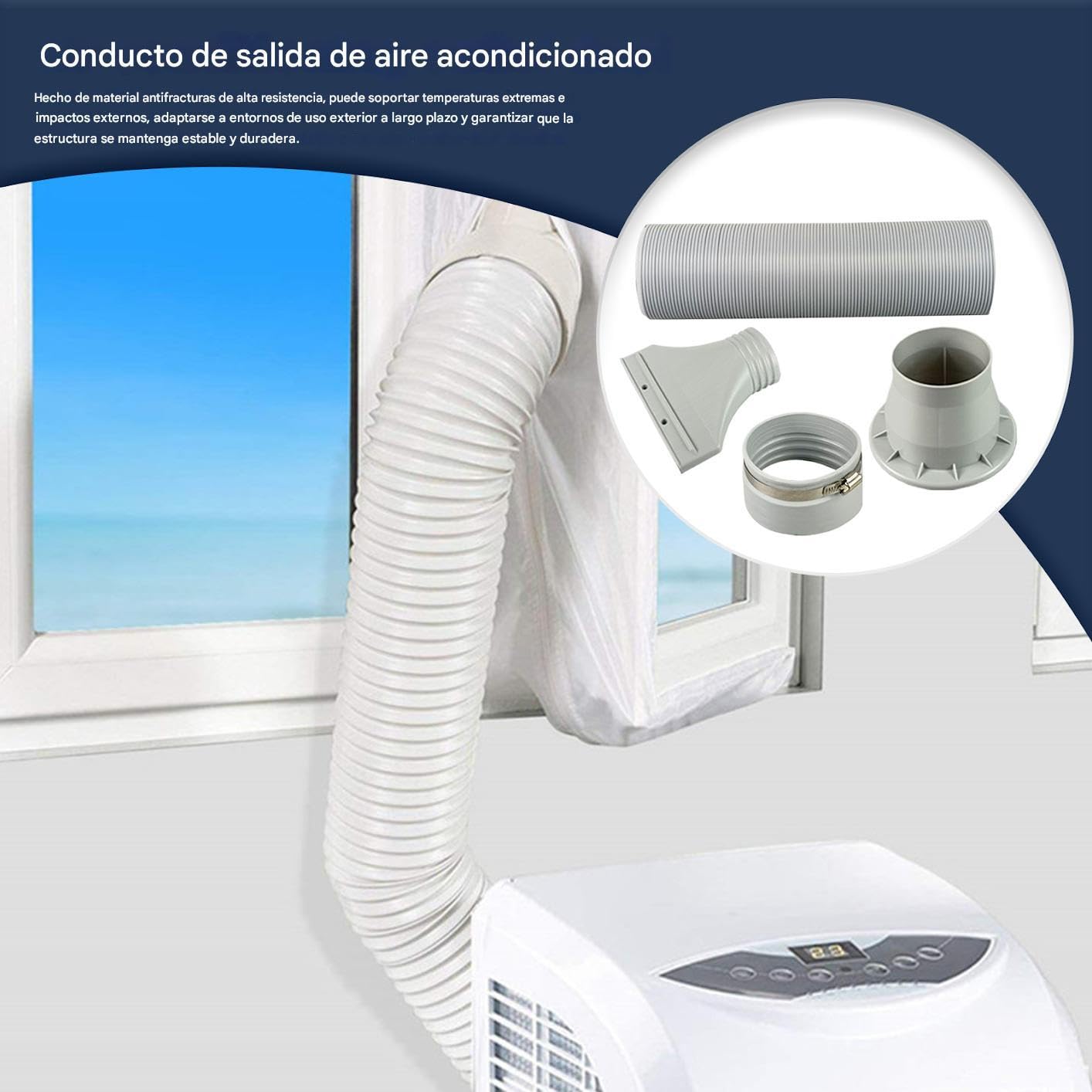 Kit de Ventana para Aire Acondicionado Portátil | Kit de Escape para Unidad de AC Portátil - Adaptador de Repuesto Extensión Ventilación para Habitación Dormitorio Sala