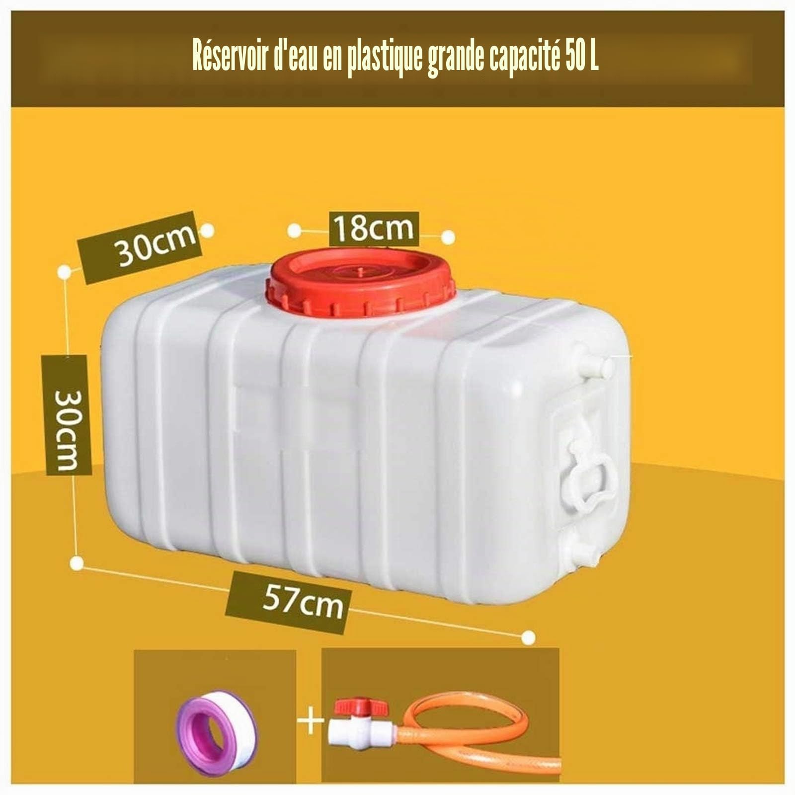 Bidon d'eau Accueil De Qualité Alimentaire Grand Seau En Plastique 50L, Stockage De Seaux De Bidon Pour Le Camping Randonnée En Plein Air Urgence D'urgence Ouragan équipement (Size:50L)