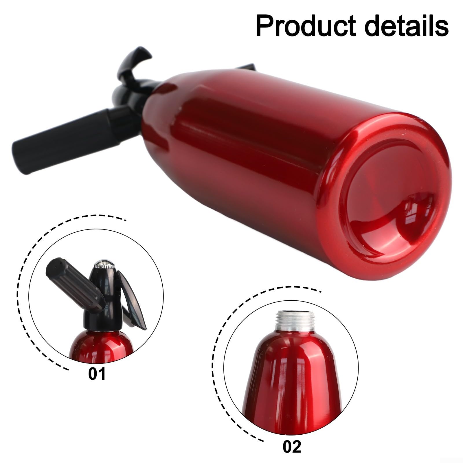 Macchina portatile per acqua gassata in alluminio, dispositivo per la casa e i viaggi, dispenser di acqua autonomo per la preparazione di bevande gassate (rosso)