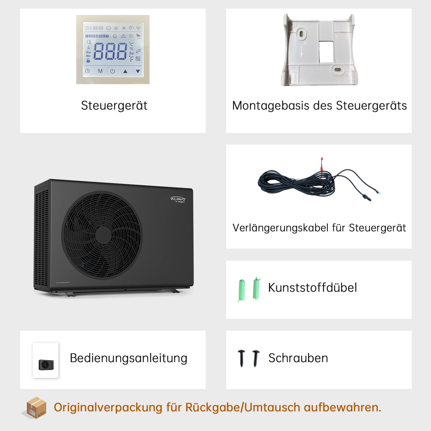 Pompe À Chaleur Air-Eau Monobloc HEAT R32 7 kW, Monophasé avec Einzelventilator, A+++ Efficacité Énergétique, Pour Chauffage Et Eau Chaude