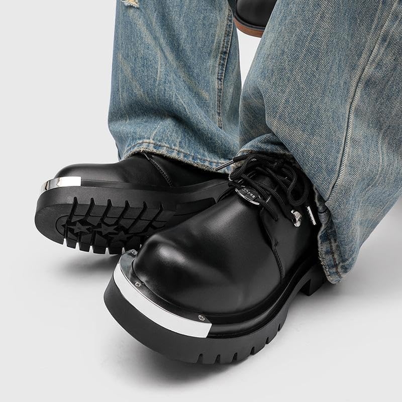 [SIVOVER] メンズ 厚底 ソールドシューズ デザイナーズ 限定 ハイカット ビジネスシューズ フォーマルシューズ 革靴 プラ