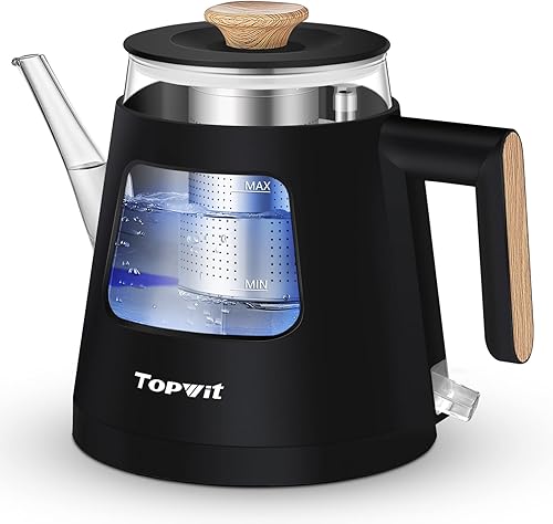Miniatura 6 de Topwit Cocina eléctrica con vapor, olla de ramen de 1.6 L y hervidor eléctrico de agua caliente de vidrio de 1 litro