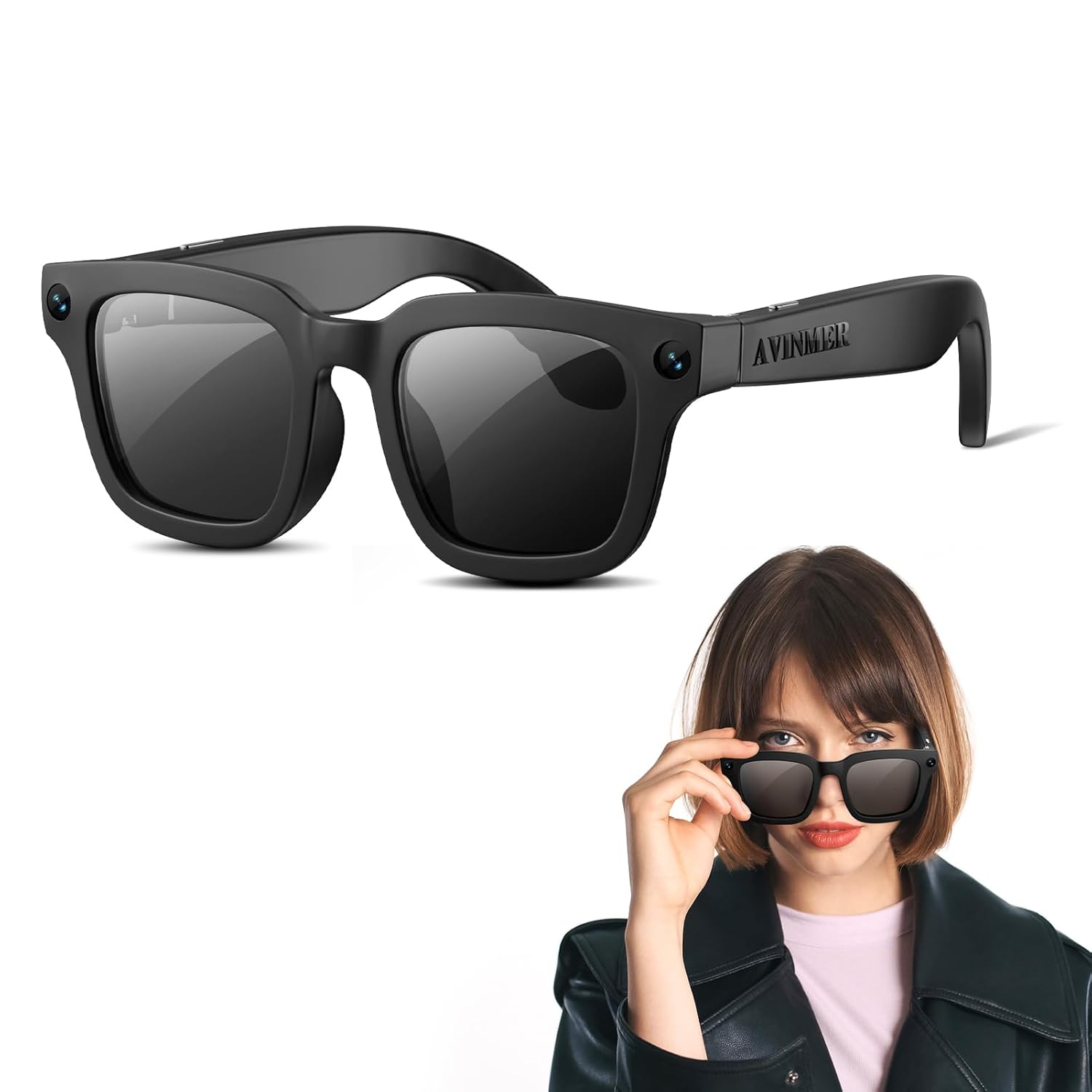 AG01 Smart Glasses with 8MP Camera AI Smart Glasses with GPT-4 0 Real-Time Translation Bluetooth Audio IP67 Waterproof