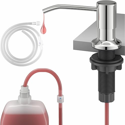 Miniatura 11 de Dispensador de jabón para fregadero, dispensador de jabón para fregadero de cocina con tubo de extensión de 47 pulgadas, base de cabezal de bomba