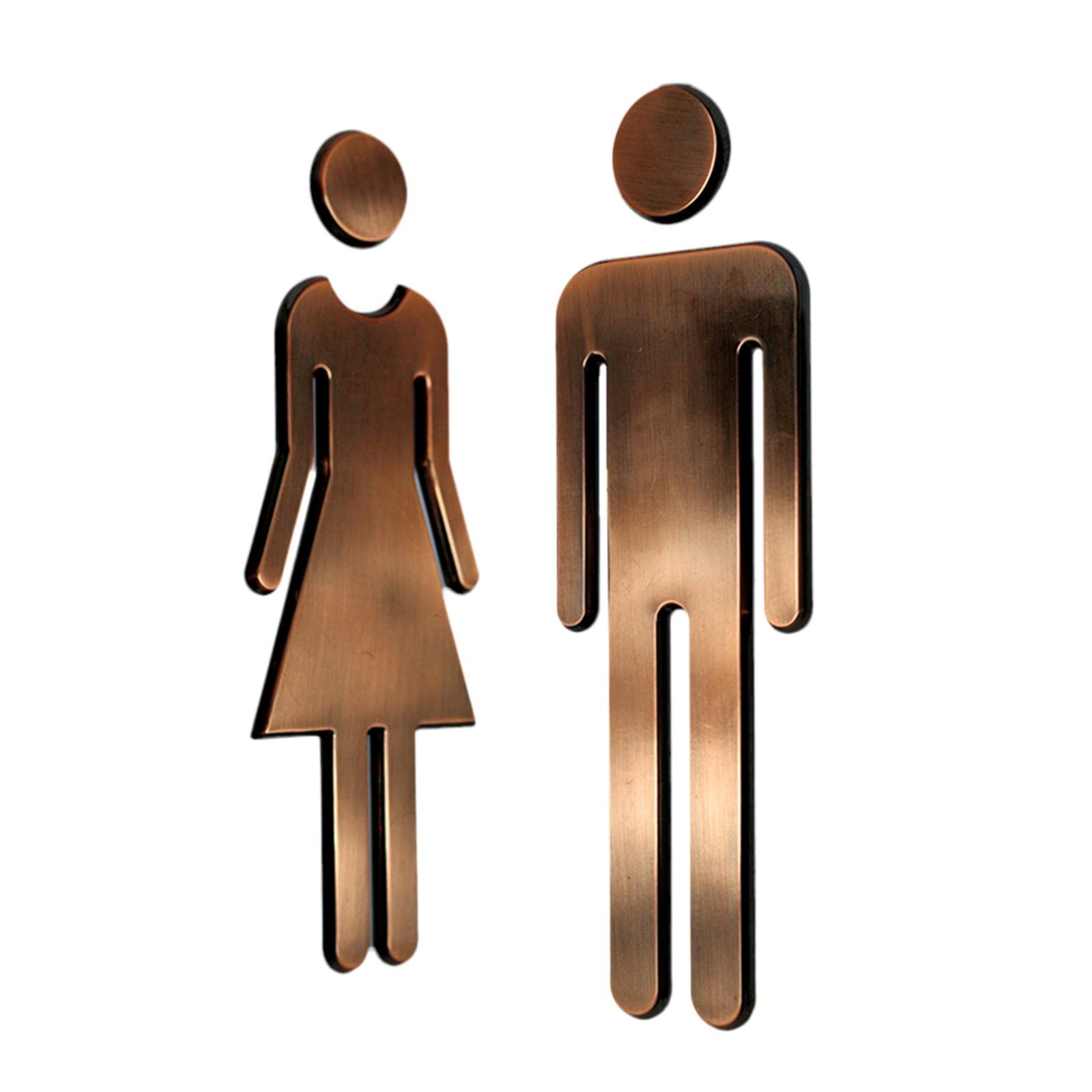 Generic 2 Pezzi di Adesivi per WC per Uomo E Donna, Resistenti in Plastica per La Porta Del Lavabo Adatti per Hotel, Negozi, Ristoranti, Uff, Bronzo