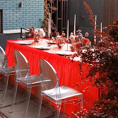 Jupe de table jetable plastique nappe plissée réutilisable pour table rectangulaire Mixweer - 6