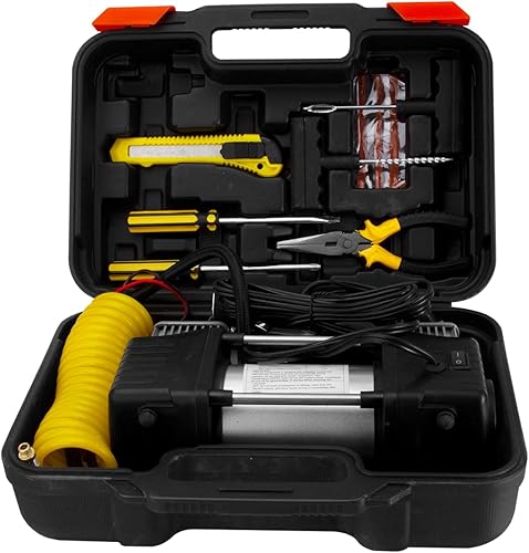 Miniatura 7 de Dromedary Bomba de inflado de neumáticos de coche eléctrico portátil de 12 V CC 150 psi, con caja de almacenamiento, cilindros dobles de 50 Lmin con