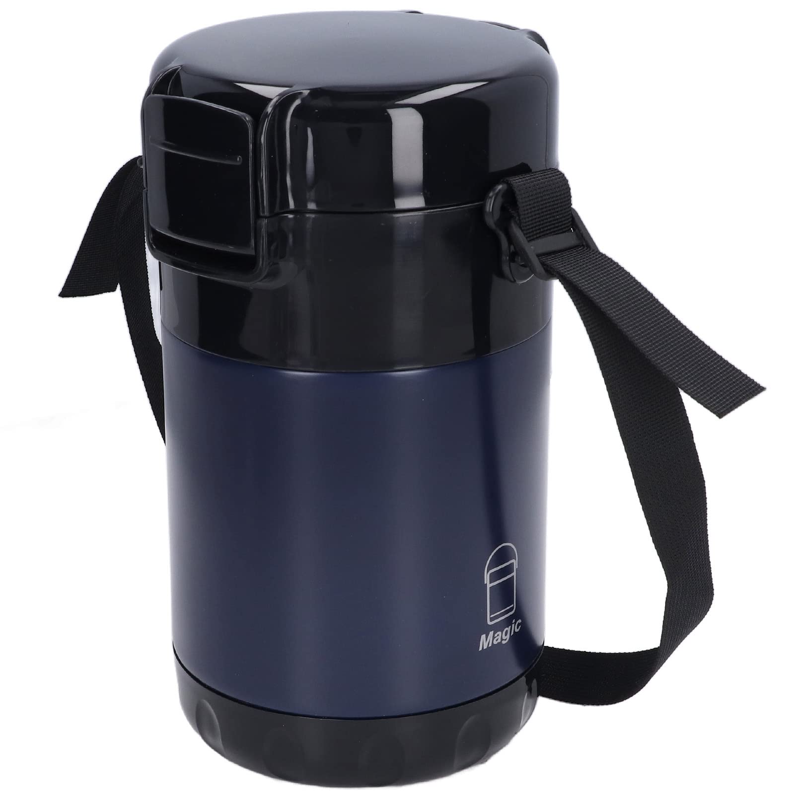 Fiambrera Themral, contenedor de almuerzo apilable de 2,3 l con compartimento de acero inoxidable, interior de doble vacío for adultos, mujeres, hombres y niños (3 capas) (azul profundo)(Deep Blue)