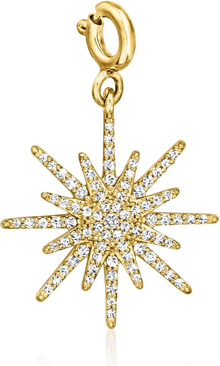 Ross-Simons 0.25 ct. t.w. Diamond North Star Charm in 18kt Gold Over Sterling