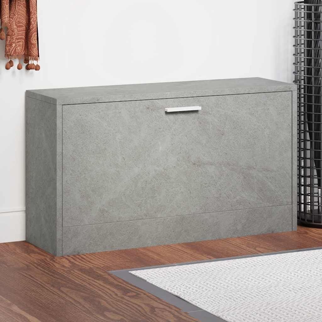 Banc à chaussures bois 80 cm gris béton petit meuble entrée