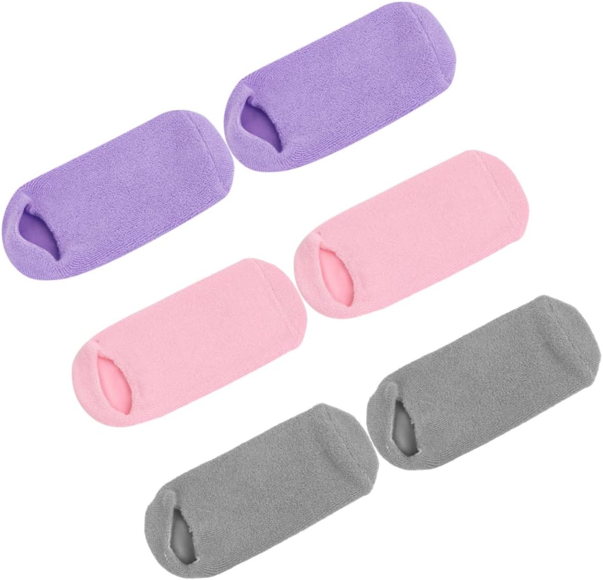 3pairs Moisturizing Spa Socks for Women of Gel-Lined Foot Covers for Cracked Heel Care Soft Cotton Blend for Home and Beauty Treatment