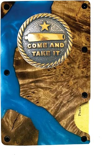 Custom Come And Take It Gorgeous Turquoise and Wood Marbled Resin Smart Utility Wallet