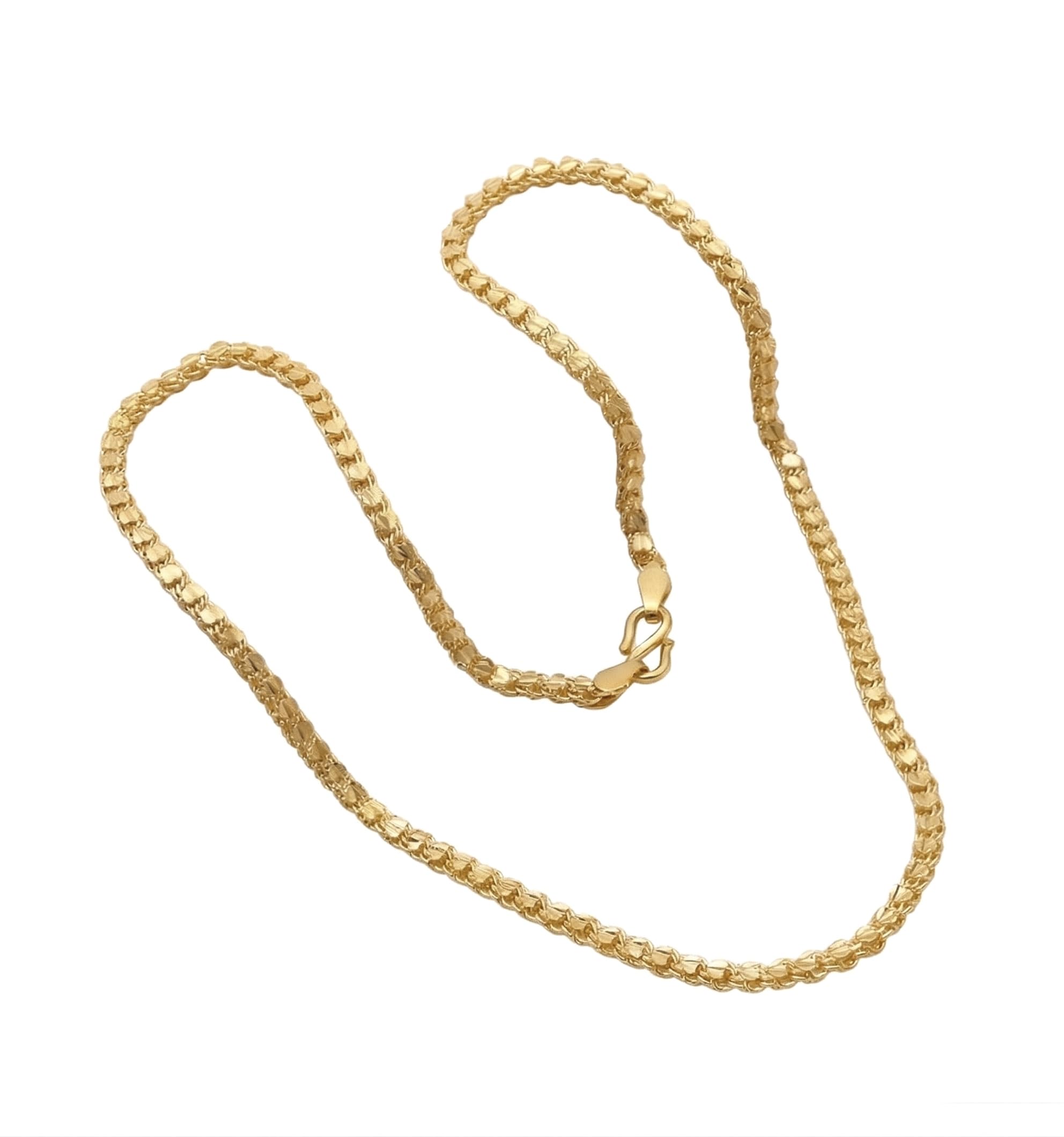 house of common MIcro Gold Plated Traditional Heart Shape Golden Brass Necklace Chain-image-7