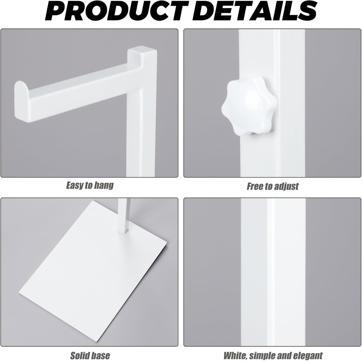 Sintuff Adjustable Cloth Display Stand 48-72 Inches Single Garment Rack Metal Costumer T Shirt Display for Thrift Shop Vendors Retail Store (White)