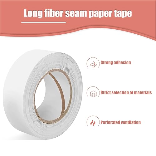 Miniatura 6 de Hubaow Cinta de papel para paneles de yeso, cinta de fibra ultrafina de 2 x 400 pies para juntas de paneles de yeso para parche de costura para