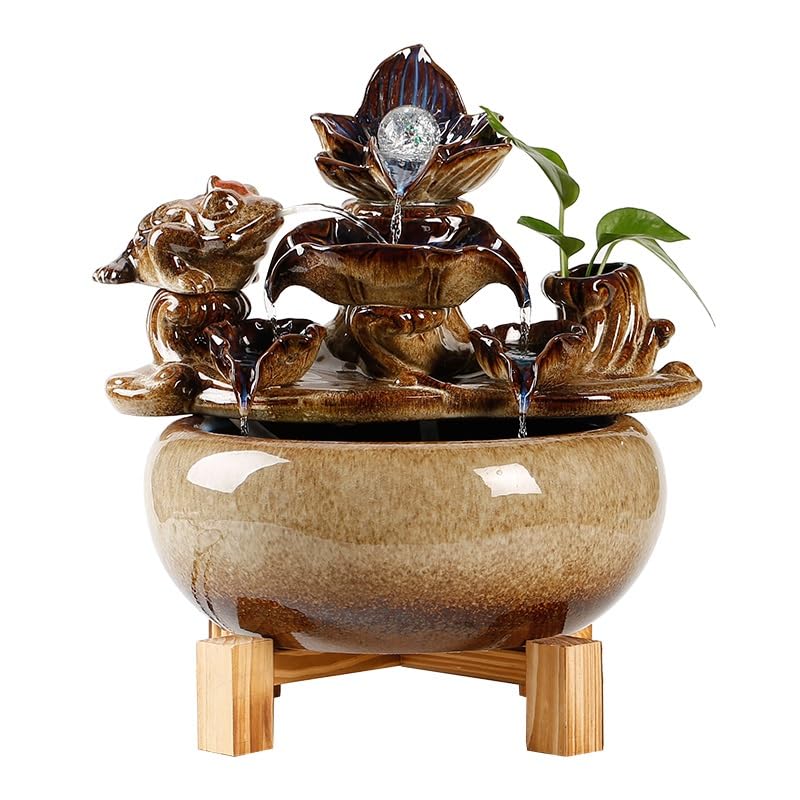 Cascada Fuente de Mesa cerámica con Agua Corriente, Adornos for Sala Estar, Oficina, Escritorio, decoración del hogar Fuente Interior