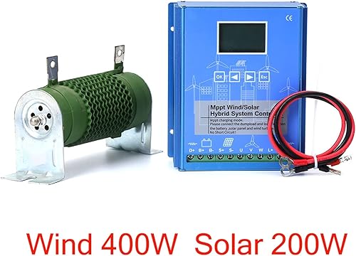 Miniatura 8 de Controlador híbrido solar de viento MPPT de 12 V24 V, controlador de carga de energía LCD de 200 W-600 W con carga de volcado, generador de turbina