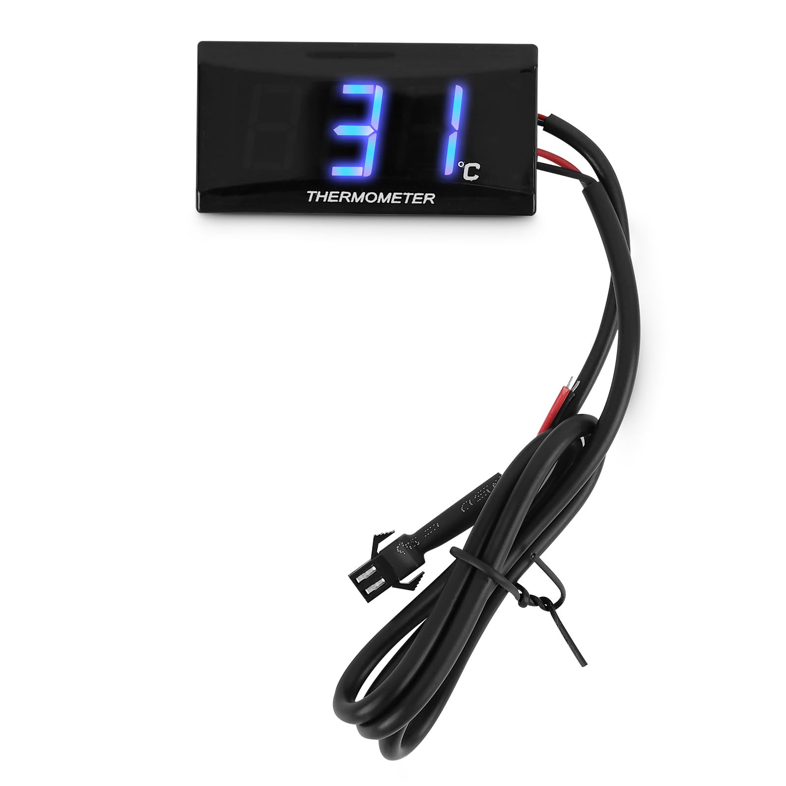 Riloer Thermomètre Eau Moto Digital avec Capteur à Filetage M10, Jauge de Température LCD Étanche avec Rétroéclairage Bleu, Universel pour 12V Scooter, Racing, VTT, 50cc