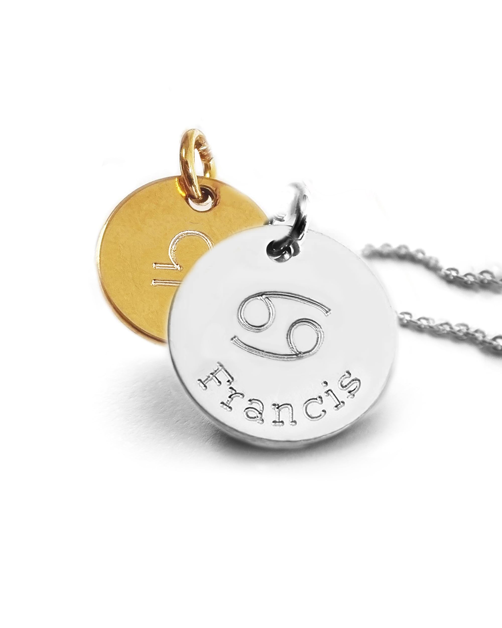 Sternzeichen Kette mit Namensgravur, 925 Silber oder Vergoldet