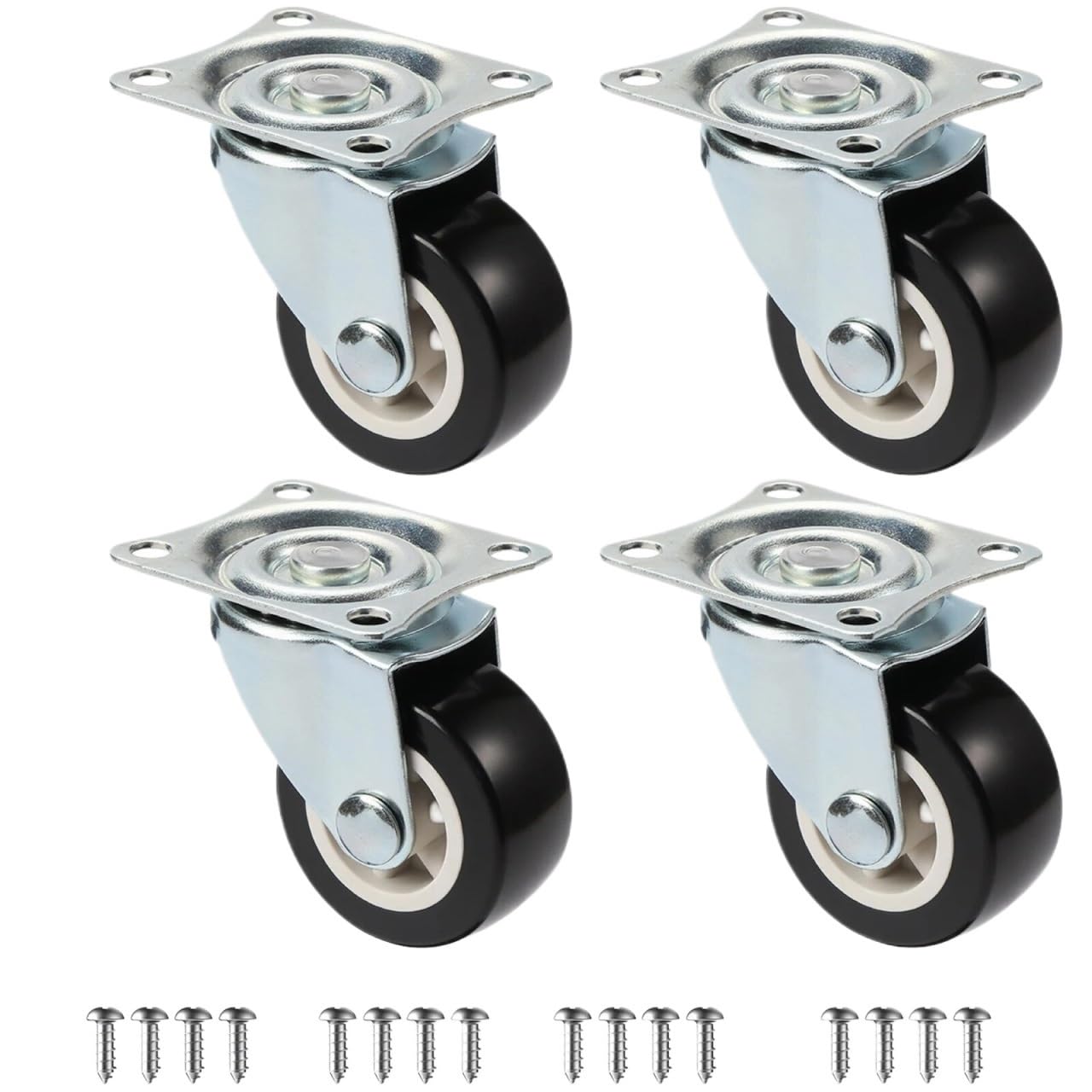 GBRJUYF 4-Pack Swivel Furniture Cs 1"/1.25"/2" PVC Wheels Heavy-Duty Silent Universal Rollers for Trolleys and Furniture Smooth Mobility 1.2 Inch Size