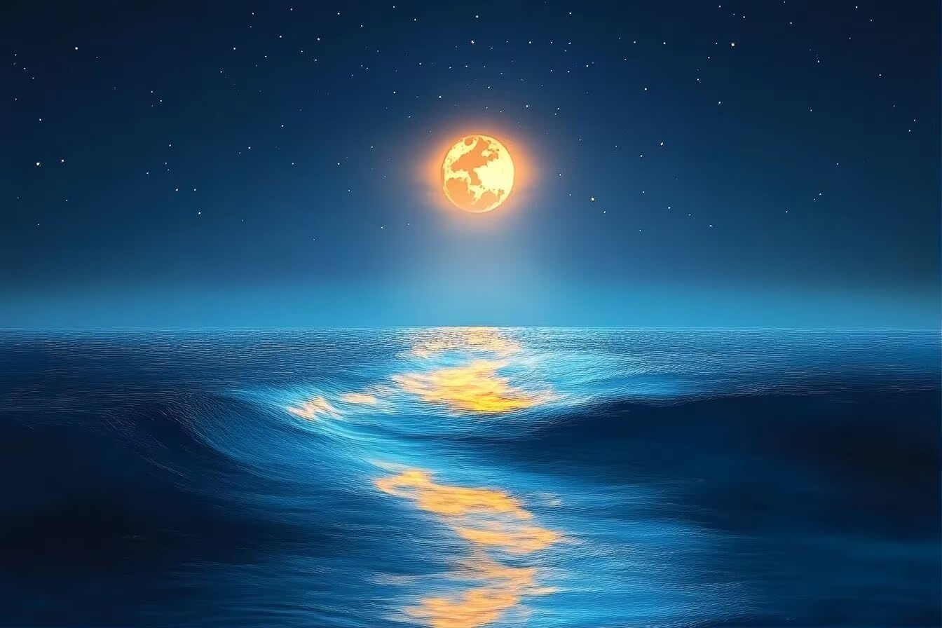 Moon and Sea, Challenging Activities for Adults, Unique Gift 35 Piece Jigsaw Puzzle
