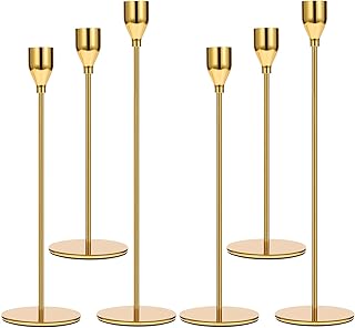 Set of 6 Gold Candlestick Holders Taper Candle Holders Candle Holders De...